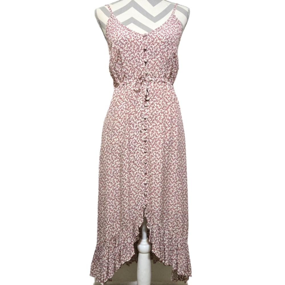 RAILS Frida Garden Party Floral Dress Sleeveless Hi-Lo Ruffle Hem Size Small